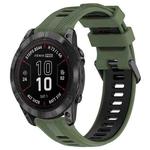 For Garmin Fenix 7 Pro Sports Two-Color Silicone Watch Band(Army Green+Black)