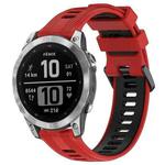 For Garmin Fenix 7 Sports Two-Color Silicone Watch Band(Red+Black)