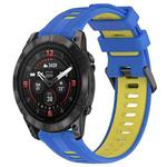 For Garmin EPIX Pro 47mm Sports Two-Color Silicone Watch Band(Blue+Yellow)