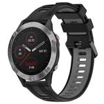 For Garmin Fenix 6 Sports Two-Color Silicone Watch Band(Black+Grey)