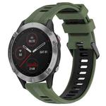 For Garmin Fenix 6 Sports Two-Color Silicone Watch Band(Army Green+Black)