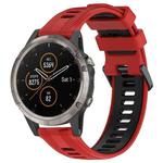 For Garmin Fenix 5 Plus Sports Two-Color Silicone Watch Band(Red+Black)