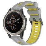 For Garmin Fenix 5 Plus Sports Two-Color Silicone Watch Band(Grey+Yellow)