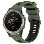 For Garmin Fenix 5 Plus Sports Two-Color Silicone Watch Band(Army Green+Black)