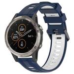 For Garmin Fenix 5 Plus Sports Two-Color Silicone Watch Band(Midnight Blue+White)