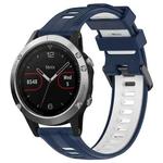 For Garmin Fenix 5 Sports Two-Color Silicone Watch Band(Midnight Blue+White)