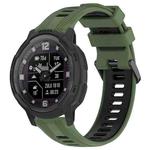 For Garmin Instinct Crossover Sports Two-Color Silicone Watch Band(Army Green+Black)