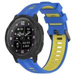 For Garmin Instinct Crossover Sports Two-Color Silicone Watch Band(Blue+Yellow)