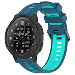 For Garmin Instinct Crossover Sports Two-Color Silicone Watch Band(Blue+Teal)