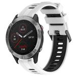 For Garmin Fenix 6 Solar Sports Two-Color Silicone Watch Band(White+Black)