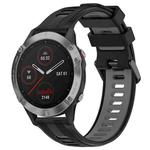 For Garmin Fenix 6 Solar Sports Two-Color Silicone Watch Band(Black+Grey)