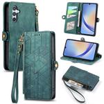 For Samsung Galaxy A24 5G Geometric Zipper Wallet Side Buckle Leather Phone Case(Green)
