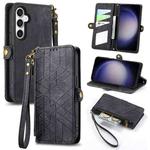 For Samsung Galaxy S23 FE 5G Geometric Zipper Wallet Side Buckle Leather Phone Case(Black)