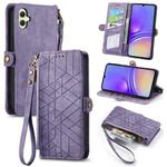 For Samsung Galaxy A05 Geometric Zipper Wallet Side Buckle Leather Phone Case(Purple)
