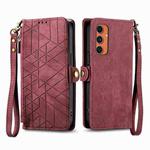 For Samsung Galaxy C55 Geometric Zipper Wallet Side Buckle Leather Phone Case(Red)