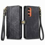 For Samsung Galaxy C55 Geometric Zipper Wallet Side Buckle Leather Phone Case(Black)