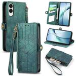 For Samsung Galaxy S25 Edge 5G Geometric Zipper Wallet Side Buckle Leather Phone Case(Green)