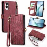 For Samsung Galaxy S25 Edge 5G Geometric Zipper Wallet Side Buckle Leather Phone Case(Red)