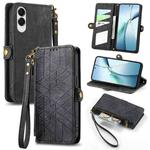 For Samsung Galaxy S25 Edge 5G Geometric Zipper Wallet Side Buckle Leather Phone Case(Black)