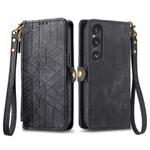 For Sony Xperia 5 VI Geometric Zipper Wallet Side Buckle Leather Phone Case(Black)