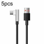 5pcs XJ-92 1m 66W USB to Type-C Elbow Super Fast Charging Data Cable for Huawei and Other Phone(Black)