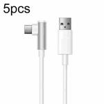 5pcs XJ-93 1m 120W USB to Type-C Elbow Fast Charging Data Cable for vivo and Other Phone(White)