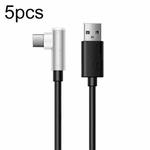 5pcs XJ-94 1m USB to Type-C Elbow Fast Charging Data Cable for Samsung and Other Phone(Black)