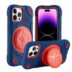 For iPhone 14 Pro Max Shield PC Hybrid Silicone Phone Case(Navy+Red)