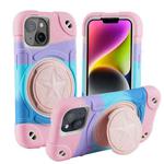 For iPhone 14  Shield PC Hybrid Silicone Phone Case(Camouflag  Pink)