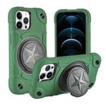 For iPhone 12 Pro Max Shield PC Hybrid Silicone Phone Case(Dark Green+Black)