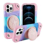 For iPhone 12 Pro Max Shield PC Hybrid Silicone Phone Case(Camouflag  Pink)