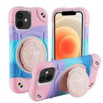 For iPhone 12 Shield PC Hybrid Silicone Phone Case(Camouflag  Pink)