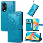 For OPPO A98 Mandala Flower Embossed Leather Phone Case(Blue)