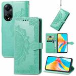 For OPPO A98 Mandala Flower Embossed Leather Phone Case(Green)