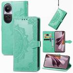 For OPPO Reno10 Pro 5G Mandala Flower Embossed Leather Phone Case(Green)