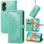 For OPPO A78 4G Mandala Flower Embossed Leather Phone Case(Green)