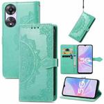 For OPPO A58 5G Mandala Flower Embossed Leather Phone Case(Green)