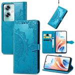 For OPPO A79 Mandala Flower Embossed Leather Phone Case(Blue)