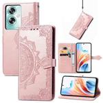 For OPPO A79 Mandala Flower Embossed Leather Phone Case(Rose Gold)