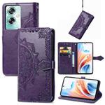 For OPPO A79 Mandala Flower Embossed Leather Phone Case(Purple)