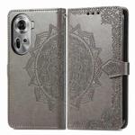 For OPPO Reno11 EU Mandala Flower Embossed Leather Phone Case(Gray)