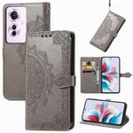 For OPPO Reno11 F 5G Mandala Flower Embossed Leather Phone Case(Gray)