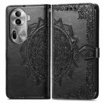 For OPPO Reno11 Pro EU Mandala Flower Embossed Leather Phone Case(Black)