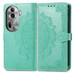 For OPPO Reno11 Pro EU Mandala Flower Embossed Leather Phone Case(Green)