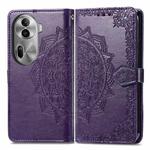 For OPPO Reno11 Pro EU Mandala Flower Embossed Leather Phone Case(Purple)