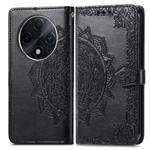 For OPPO A3 Pro Mandala Flower Embossed Leather Phone Case(Black)