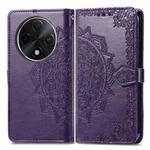 For OPPO A3 Pro Mandala Flower Embossed Leather Phone Case(Purple)