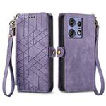 For Motorola Edge 50 Pro Geometric Zipper Wallet Side Buckle Leather Phone Case(Purple)