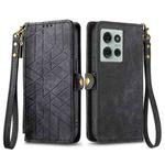 For Motorola Moto G75 5G Geometric Zipper Wallet Side Buckle Leather Phone Case(Black)