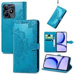 For Realme C53 Mandala Flower Embossed Leather Phone Case(Blue)